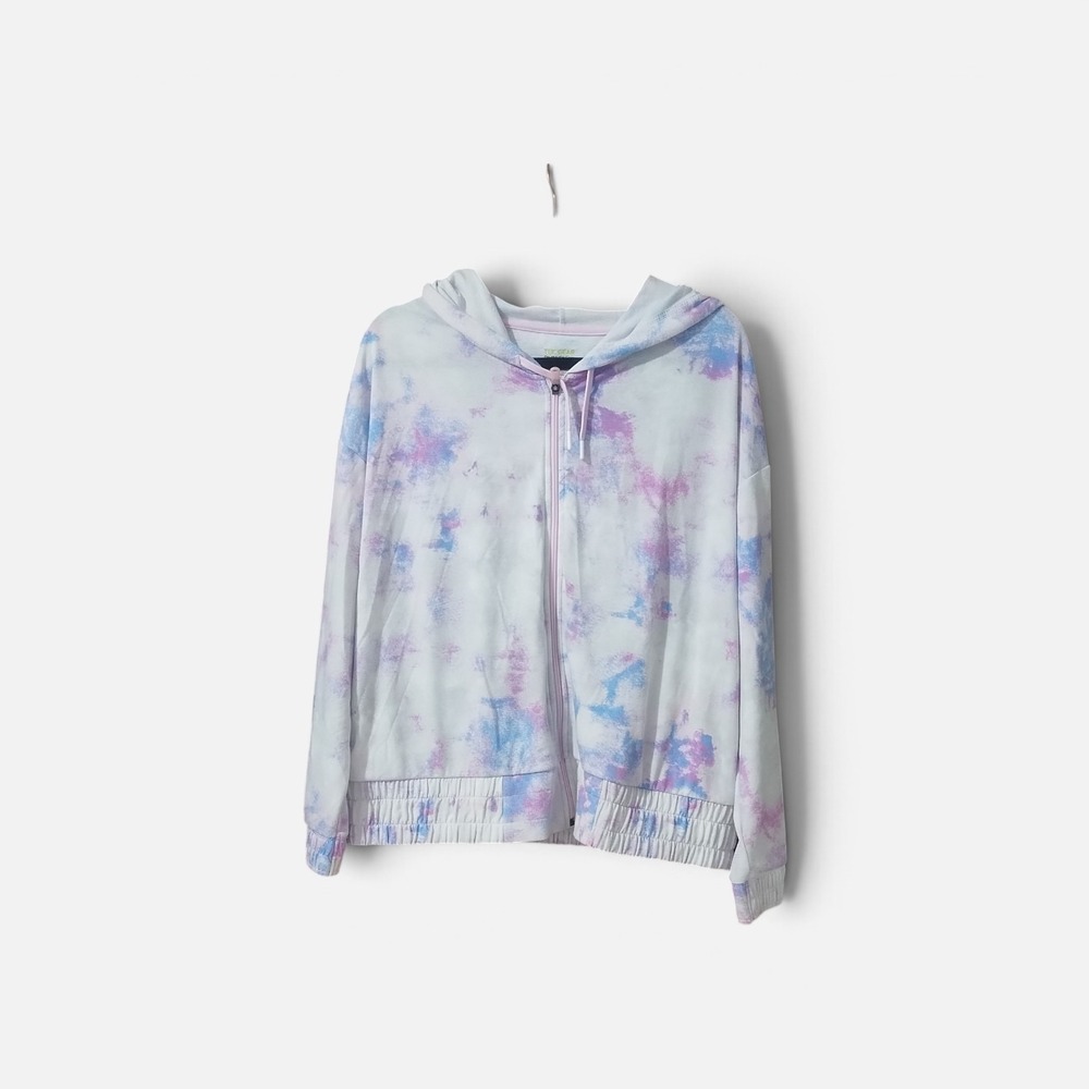 Tek Gear Women XXL Tie Dye Zip Up Hoodie Blue Purple Pink On-the-Go Gear